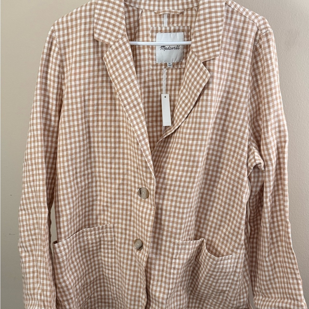 NWT Madewell Beige Checkered Jacket XL